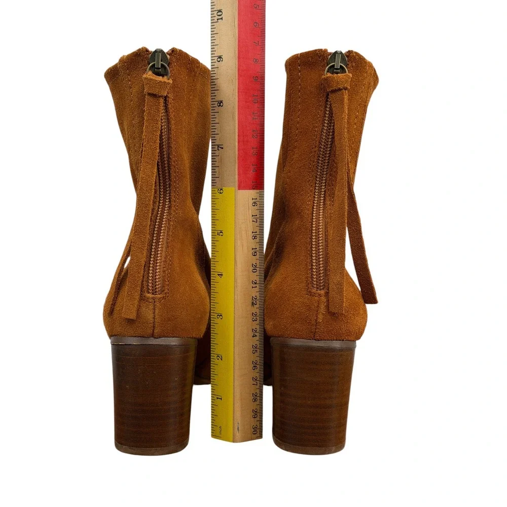 Farylrobin Anthropologie Brown Ankle Boots Womens SZ 9 40 Boho Slim Suede Tassel